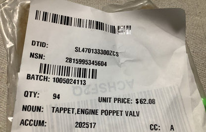 Engine Poppet Valve Tappet Y3J10229 NSN 2815-09-534-5604 - photo 3
