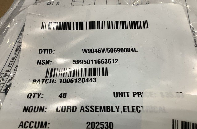 Electrical Cord Assy AN/TTC-39 NSN 5995-01-166-3612 - photo 2