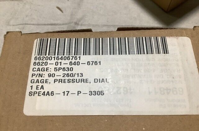CROMPTON, MAN DIESEL 90-260/13 DIAL INDICATING PRESSURE GAGE 6620-01-640-6761