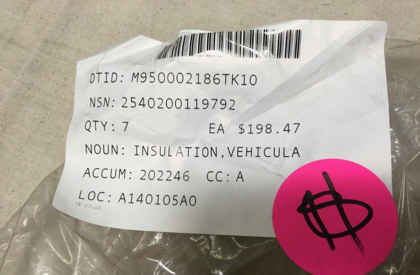 General Dynamics 10687050-001 Vehicular Exhaust Blanket 2540-20-011-9792