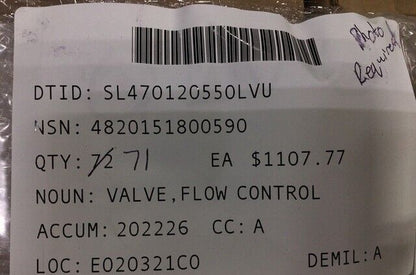 SOUTHERN AUTOMOTIVE 1P344630 FLOW CONTROL VALVE 4820-15-180-0590 S9233-DS-MMC-01