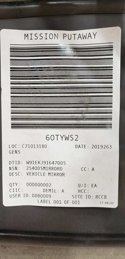 Freightliner/Military Truck Side Mirror, OSHKOSH