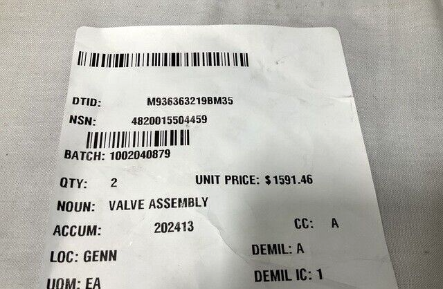 PAXMAN ENGINE FLOWSERVE CONTROL LF44-05-P676P VALVE ASSEMBLY 4820-01-550-4459