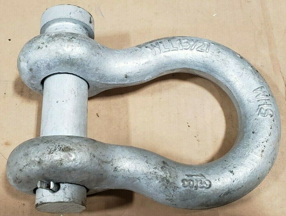13-1/2 TON Silver/Gray STEEL RIGGING/LIFTING SHACKLE WLL13.5 TON 1-⅜"