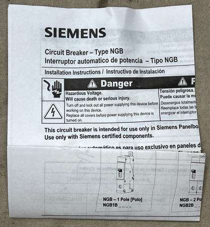 SIEMENS NGB3B125B TYPE NGB 3-POLE 600VAC MAX. 125A MOLDED CASE CIRCUIT BREAKER