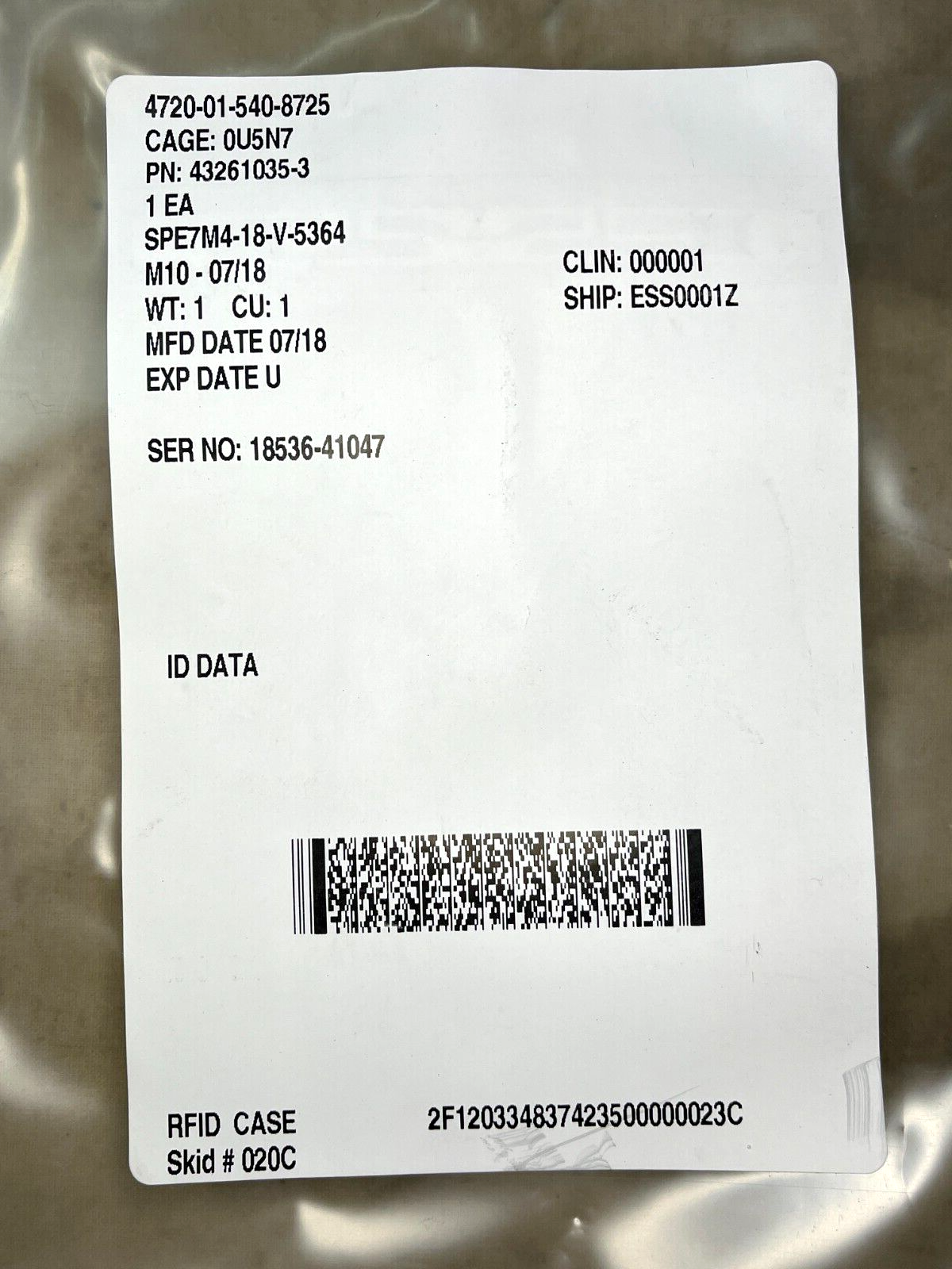 PARKER 43261035-3 1/4'' 6.4MM 300 PSI NONMETALLIC HOSE ASSEMBLY 4720-01-540-8725