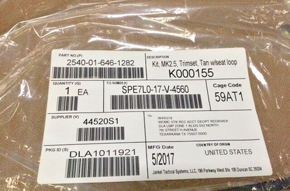 MRAP-COUGAR CAT2 A1 K000155 SEAT CUSHION KIT MK2.5 TRIMSET, TAN W/SEAT LOOP USA
