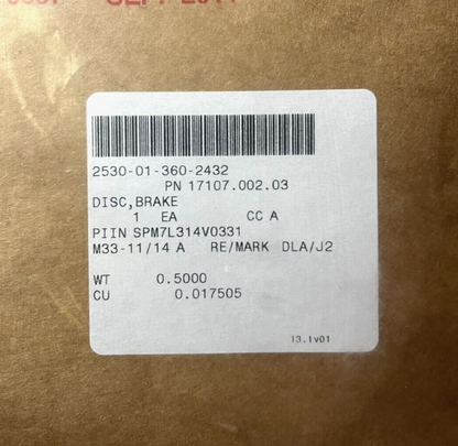 GENUINE MILITARY SURPLUS DANA 171.07.002.03 BRAKE DISC NSN 2530-01-360-2432