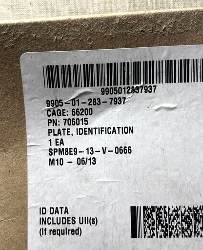 M997 HMMWV MEGGITT HEATER IDENTIFICATION PLATE 706015 5741941 9905-01-283-7937