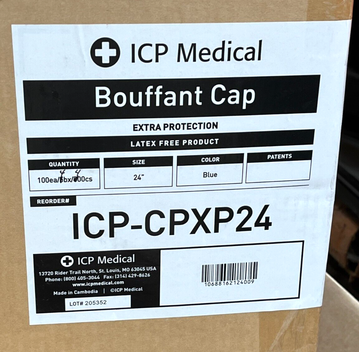 NEW ICP MEDICAL ICP-CPXP24 PERSONAL PROTECTION CAPS, BLUE, LARGE 24" CASE