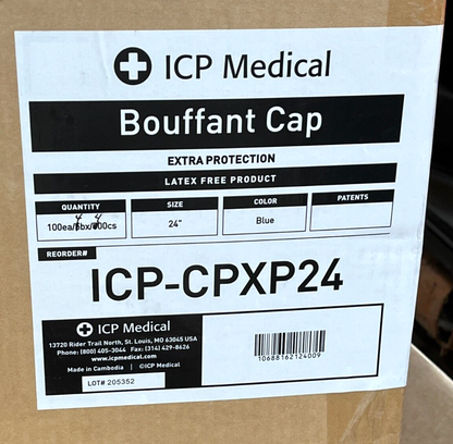 NEW ICP MEDICAL ICP-CPXP24 PERSONAL PROTECTION CAPS, BLUE, LARGE 24" CASE