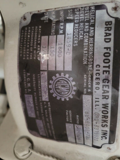 Brad Foote 1459-C PTO 8379921 1800 RPM HP RATING 150