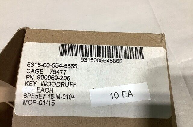 ASSAULT AMPHIBIOUS VEHICLE HOWDEN 900969-206 WOODRUFF KEY 5315-00-554-5865 NOS