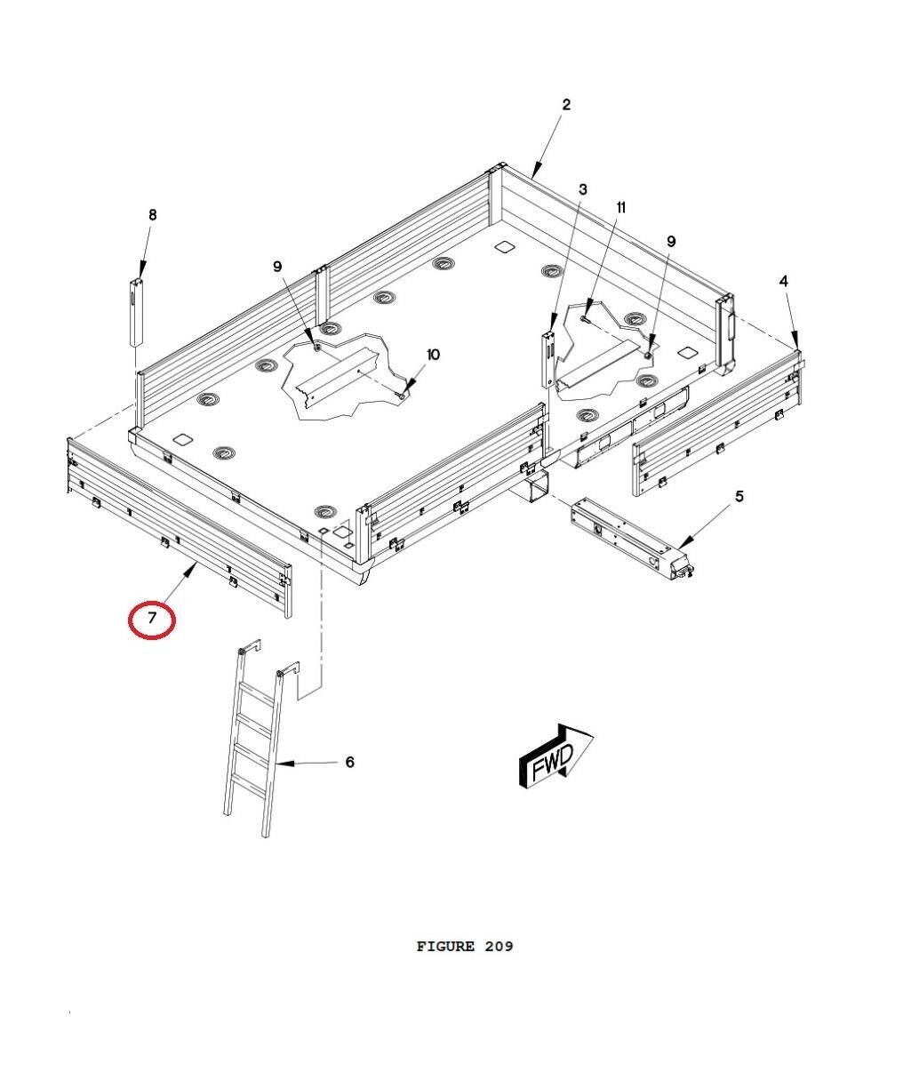 FMTV/LMTV CARGO BED TAILGATE 12418937 VEHICLE BODY SIDE RACK 2510-01-384-0910