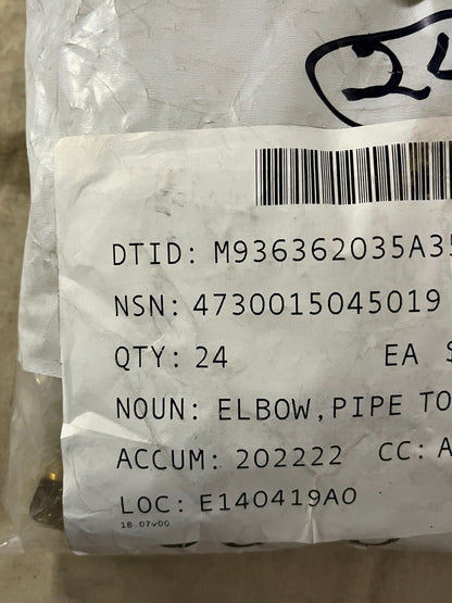 (1) MTVR OSHKOSH 4HA885 PIPE TO TUBE ELBOW 5/16"-24 FITS MILITARY MK23 TRUCK