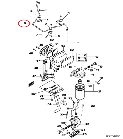 850JR DOZER CRAWLER RE527059 OIL LINE METAL TUBE ASSEMBLY 4710-01-569-2237