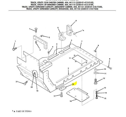HMMWV Humvee M998 UNDERBODY MOUNTING PLATE M1165 LATE STYLE HUMVEE 4668359