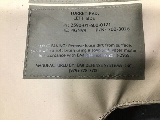 HMMWV BMI Defense GPK OGPK MRAP 3026 Turret Cushioning Pad LH 2590-01-600-0121