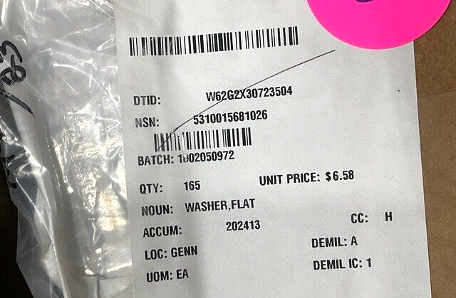 FMTV CARGO TRUCK IBIS TEK 12505213-002 FLAT WASHER 5310-01-568-1026 NOS