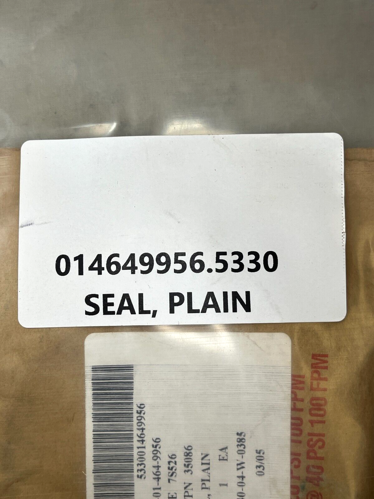 PLAIN SEAL COVER 35086 5330014649956 5330-01-464-9956 NOS