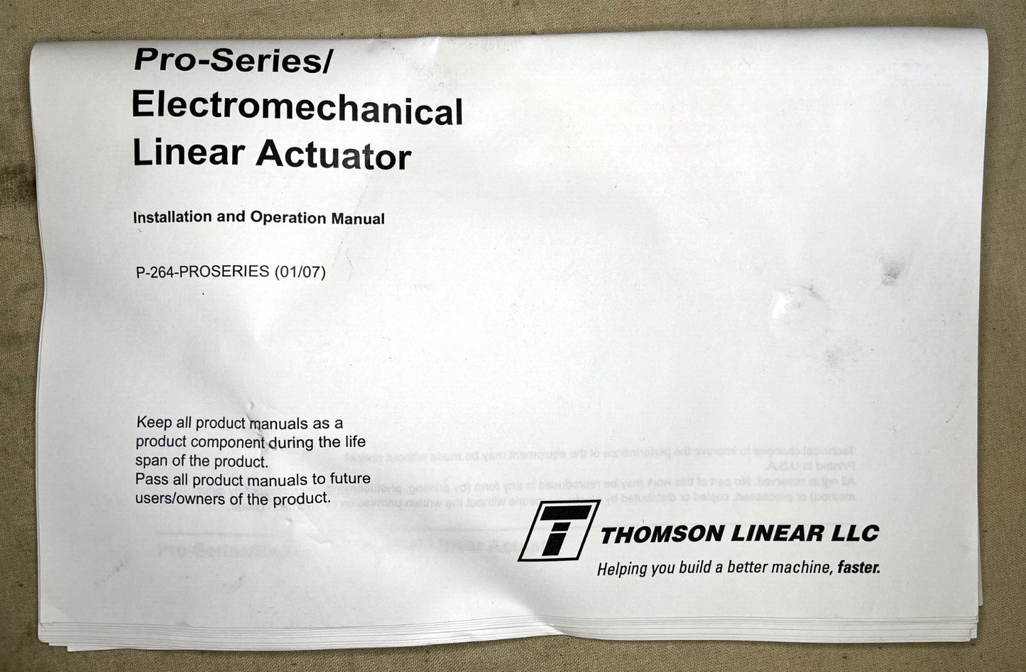 Thomson 3685964C1 Electrak Pro Linear Actuator Box MRAP 5930-01-566-6016