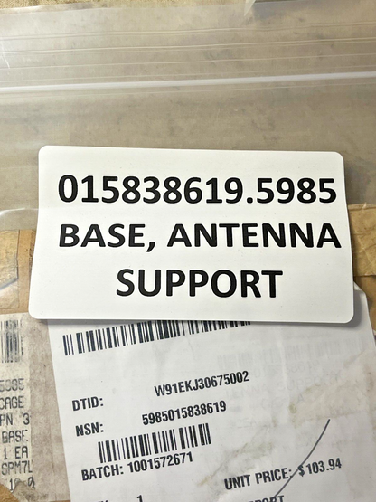 MRAP-MATV 3856839 ANTENNA MOUNTING SUPPORT BASE, PLATE 5985-01-583-8619 NOS