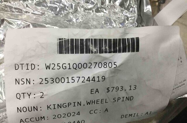 FORK LIFT TRUCK 885101001E KINGPIN, WHEEL SPINDLE HEAVY DUTY 2530-01-572-4419 US