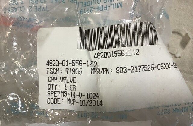 GENUINE DERBYSHIRE 803-2177525-C5XX-86 VALVE CAP BONNET 1" 4820-01-556-1212