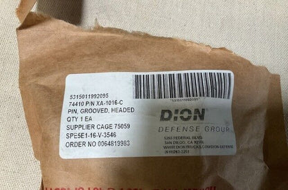 1EA MRAP HEMTT M1070 TRUCK XA-1016-C HEADED GROOVED PIN 2CF116 5315-01-199-2095