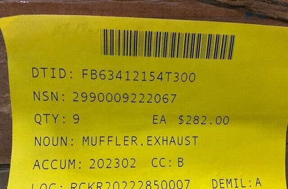 ROUND EXHAUST MUFFLER WD111S1 ABT6202 T-6202 06202N 6202 2990-00-922-2067 NOS