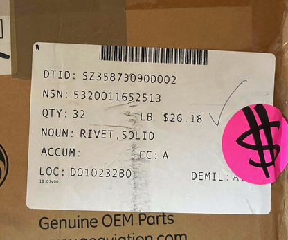 AIRCRAFT B-1B LD121-0009-0506 SOLID RIVET 5320-01-165-2513 USA-STOCK