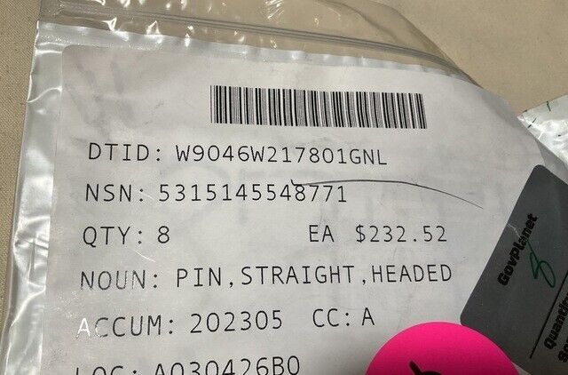 HEADED STRAIGHT PIN 2037B016-007A 2037B016007A  5315145548771 5315-14-554-8771