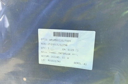 MILITARY FMTV VEHICLE DOOR INTERIOR PANEL 12423476-001 1242347 2510-01-523-2798
