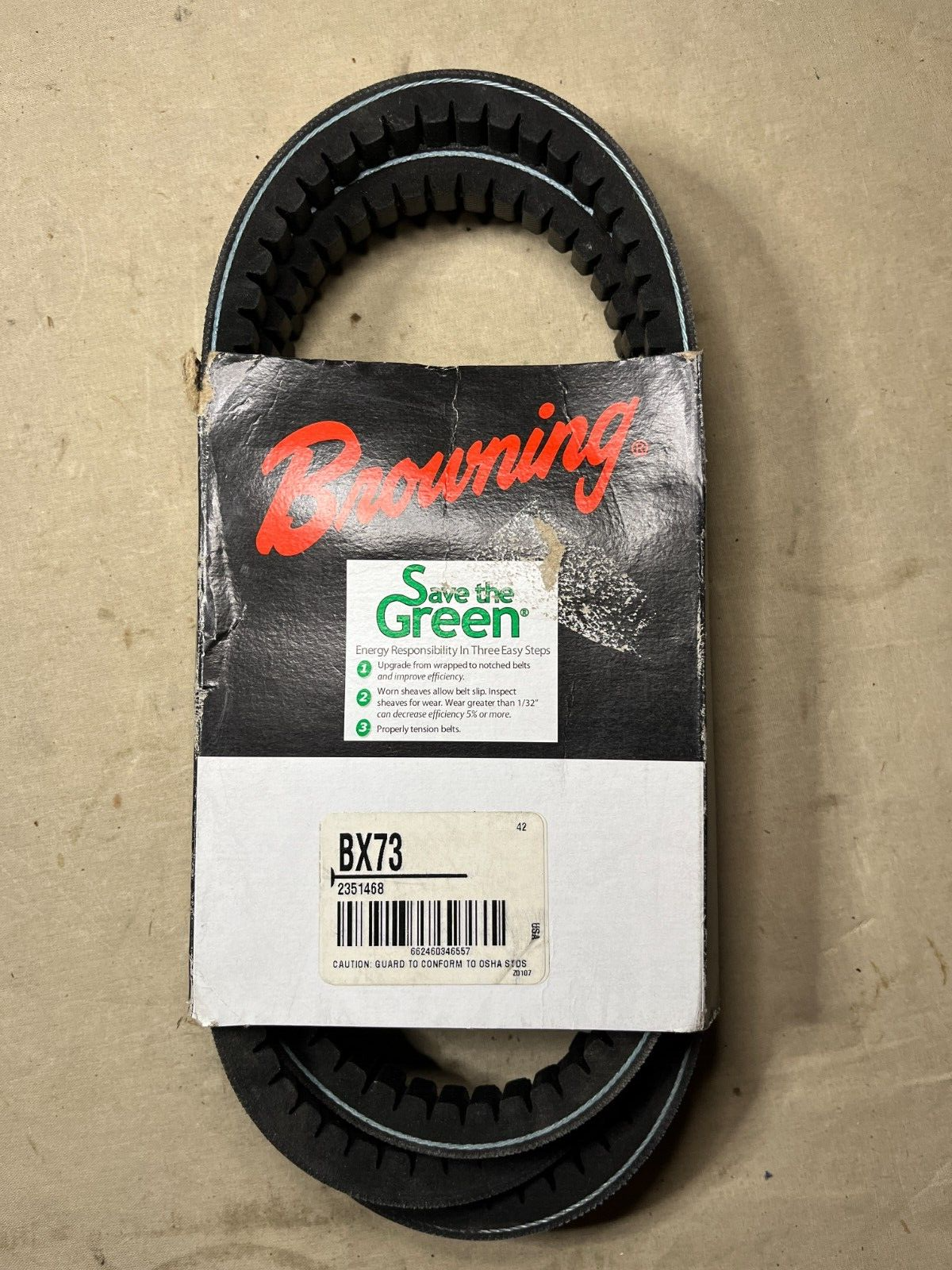 BROWNING BX73 GRIPNOTCH V-BELT ; 5/8" TOP WID 76" OUTSIDE LG 3030-00-232-5975