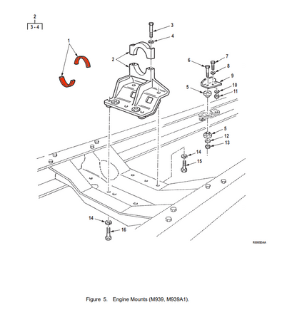 M809, M939 5TON 5-TON FRONT ENGINE MOUNT RUBBER BUSHING J9813-4 2815-00-134-4665
