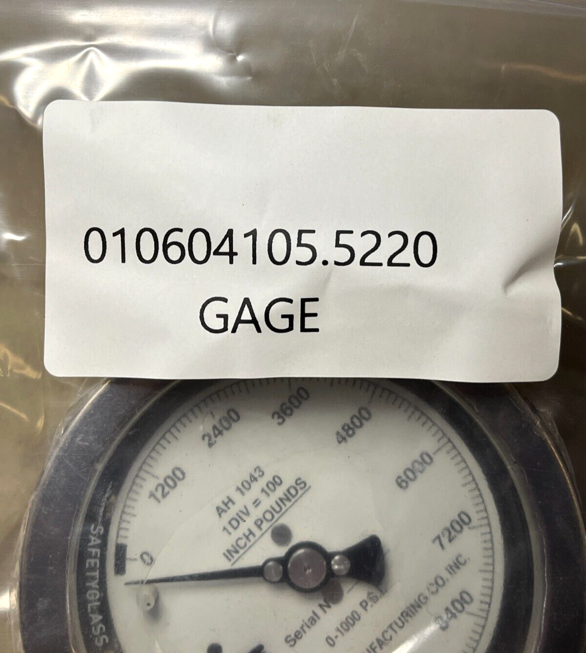 ADVANCE MFG.CO AH1043-34 LOW PRESSURE GAGE ASSEMBLY NSN 5220-01-060-4105