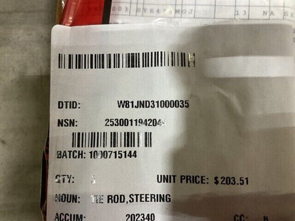HMMWV M998 FRONT LH RH STEERING TIE ROD 12339895, 12342797, 2530-01-194-2049