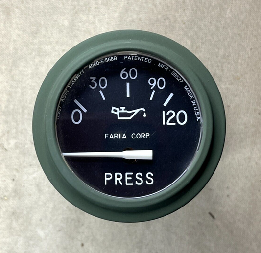 M998 HMMWV FARIA GG0552 24V DIAL INDICATING OIL PRESSURE GAGE 6620-01-181-1757