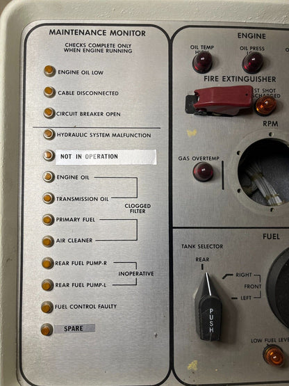 M1A1 ARMORED TANK VEHICULAR OPERATION PANEL 12325428 2510-01-179-7523 NOS