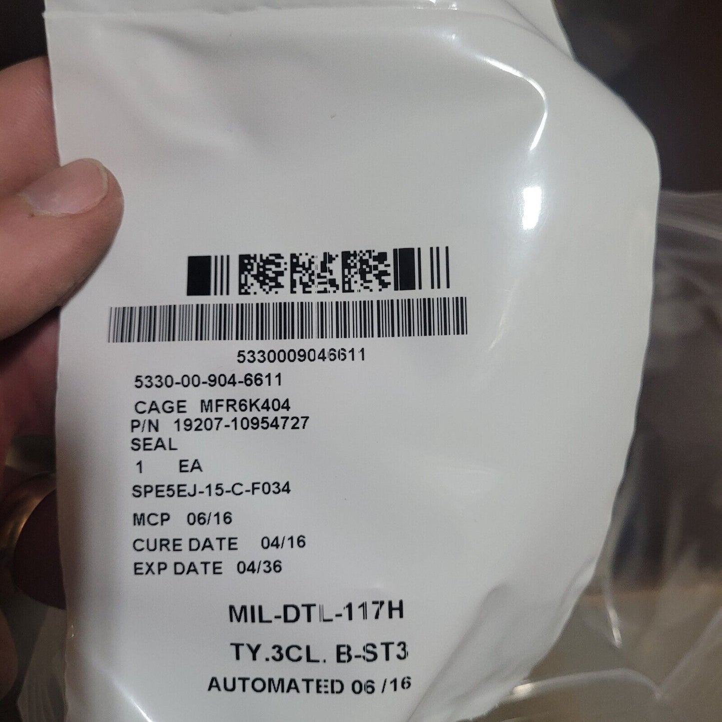 GENUINE OEM USGI MILITARY 10954727 PLAIN ENCASED SEAL NSN 5330-00-904-6611 1ea