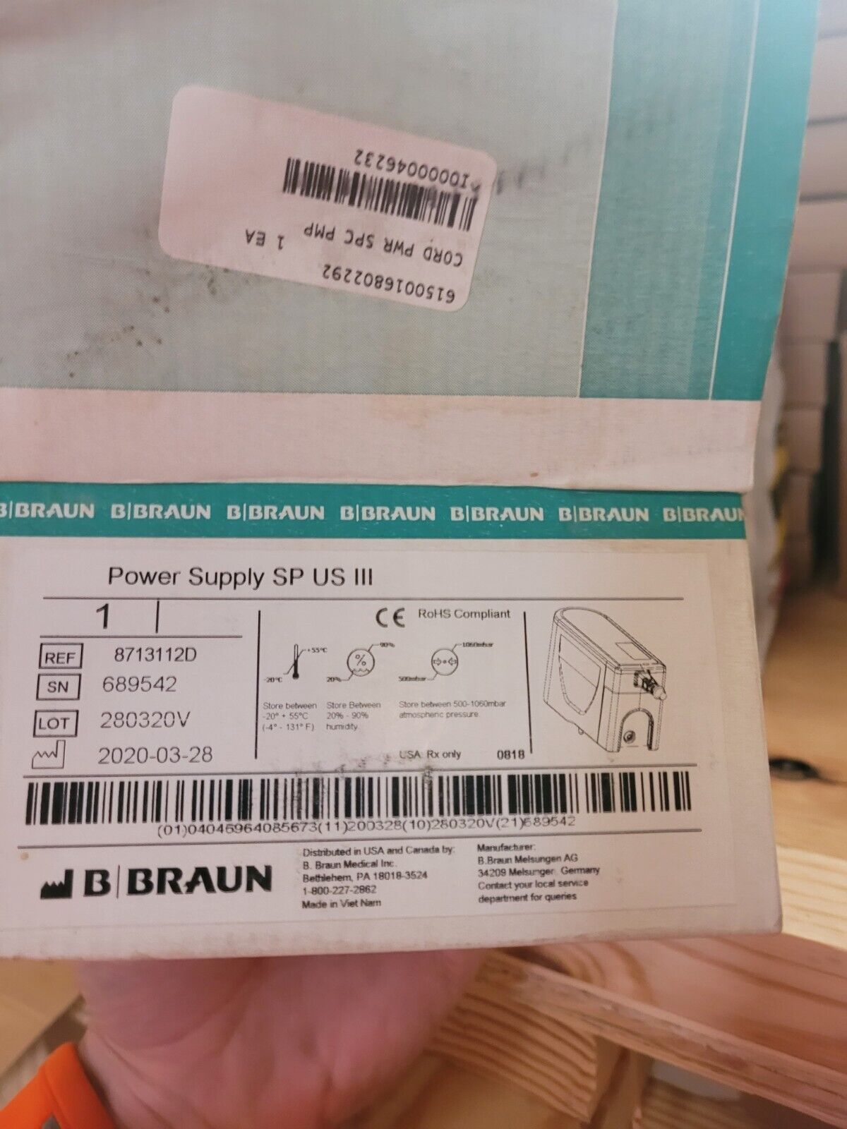 B Braun 154126 US 8713112D Power Supply NEW IN BOX