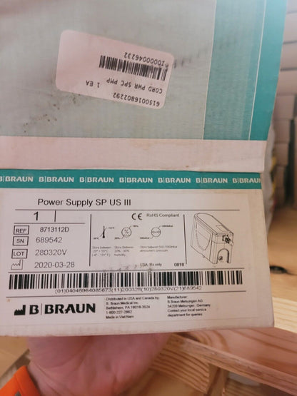 B Braun 154126 US 8713112D Power Supply NEW IN BOX