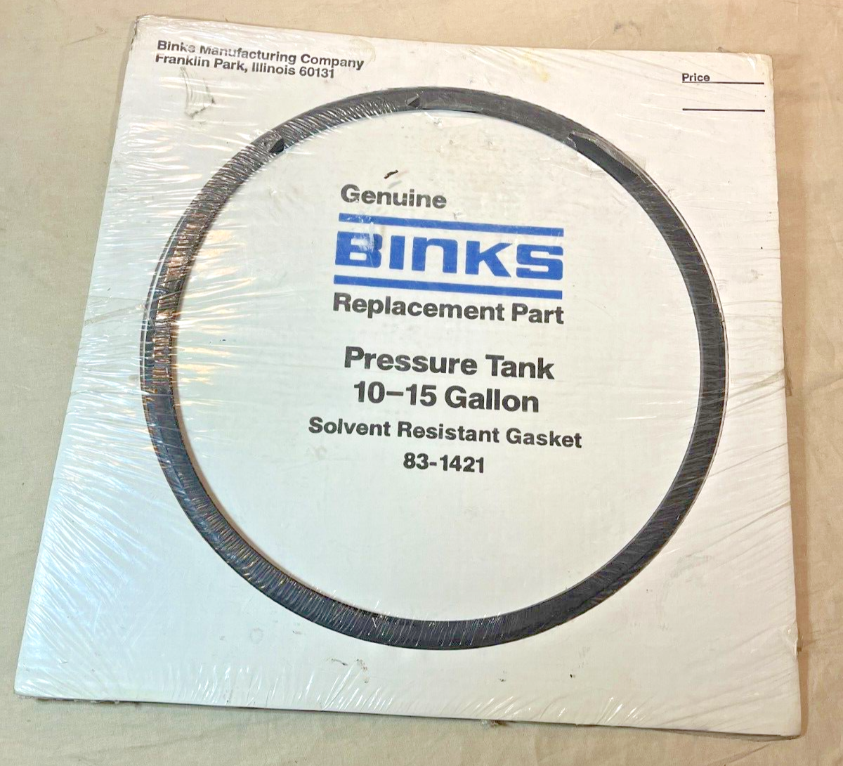 GENUINE OEM BINKS 83-1421 PRESSURE TANK SOLVENT RESISTANT GASKET 10-15 GALLON
