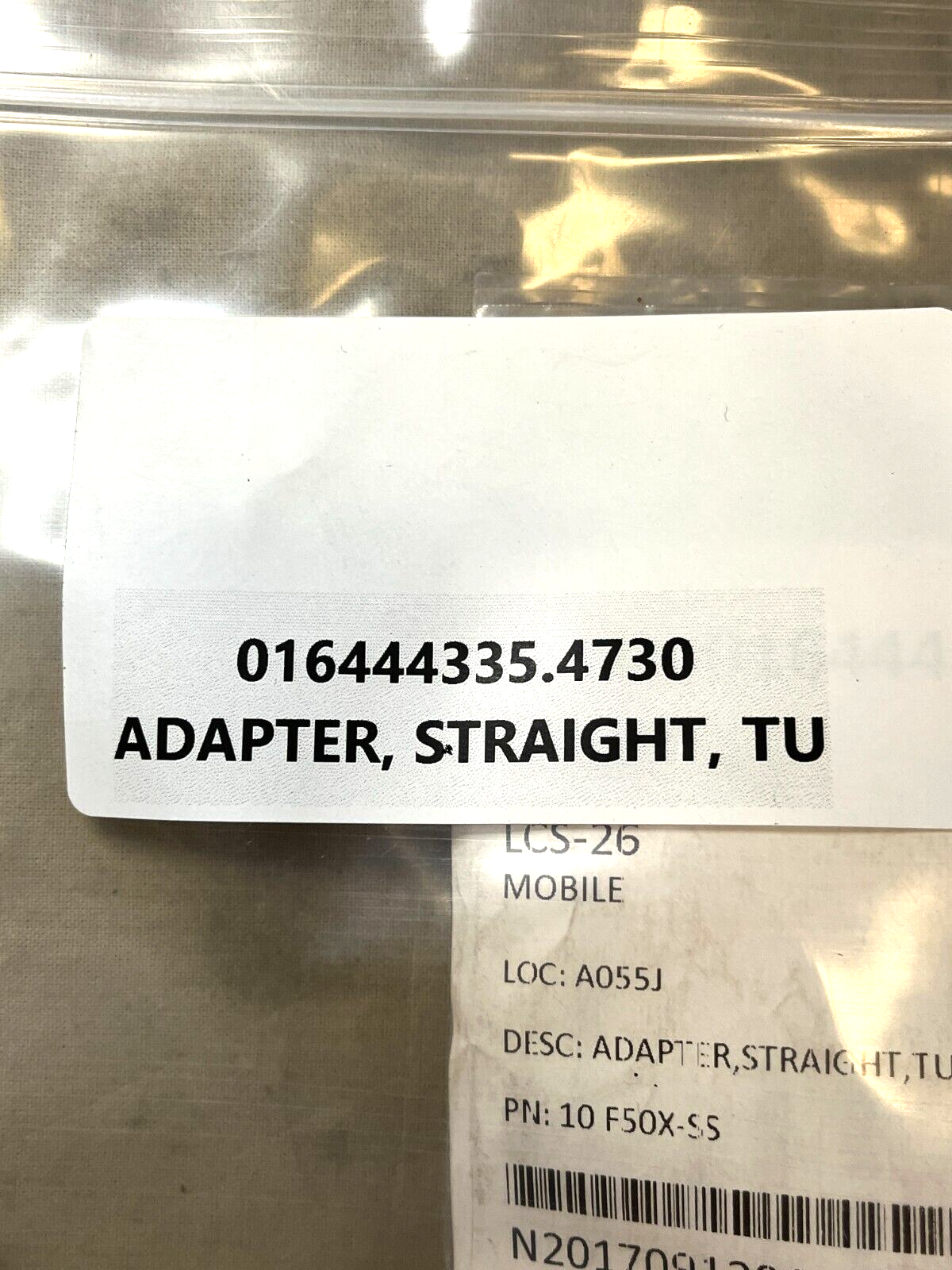 PARKER 10F50X-SS 1/2" TRIPLE-LOK TUBE TO BOSS STRAIGHT ADAPTER 4730-01-644-4335