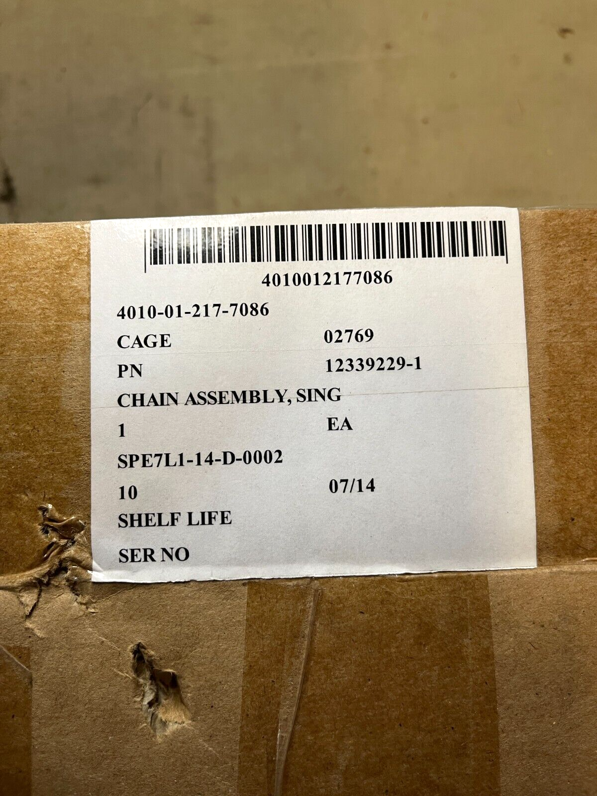 M998 HMMWV 12339229-1 LEFT SINGLE LEG TAILGATE CHAIN ASSEMBLY 4010-01-217-7086