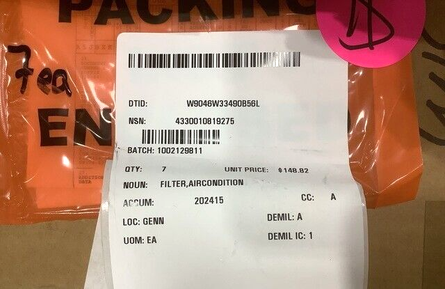 AN/TPQ-37 FIREFINDER RADAR ALCO 715858-1 AIR CONDITION FILTER 4330-01-081-9275