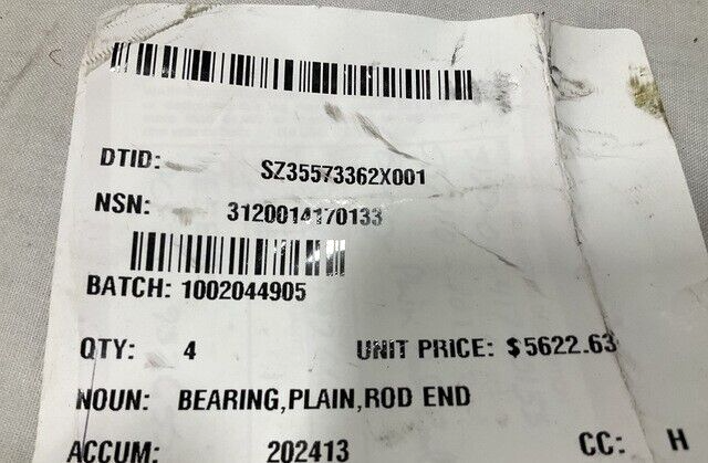 HELICOPTER UH-60 LORD SB7110-101 PLAIN ROD END BEARING 3120-01-417-0133 NOS