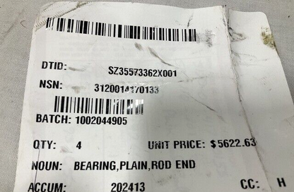HELICOPTER UH-60 LORD SB7110-101 PLAIN ROD END BEARING 3120-01-417-0133 NOS