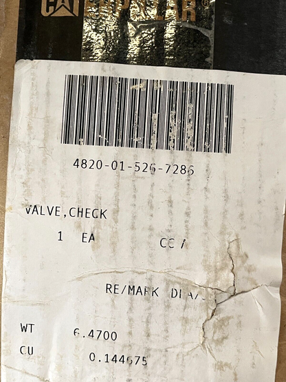 GENUINE OEM CATERPILLAR 144-8521 BRAKE CONTROL CHECK VALVE 4820-01-526-7286