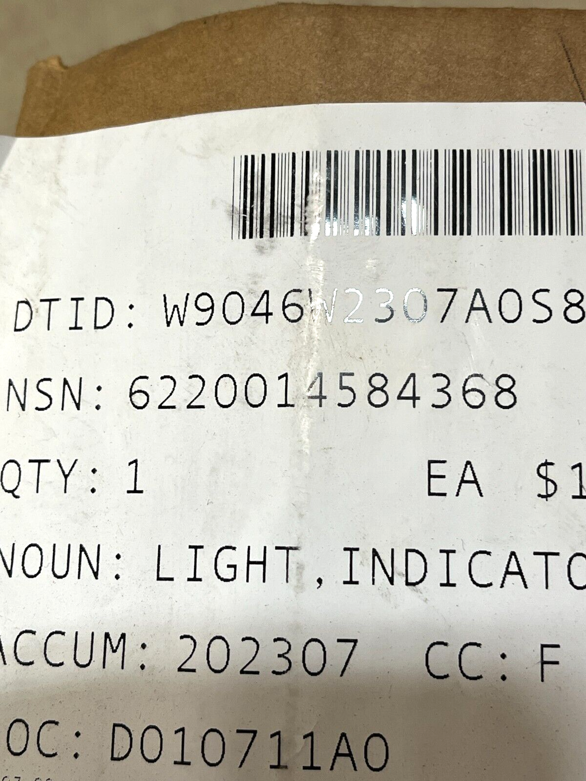 BRADLEY FIGHTING VEHICLE A3 A4 12976787 INDICATOR LIGHT 6220-01-458-4368 NOS